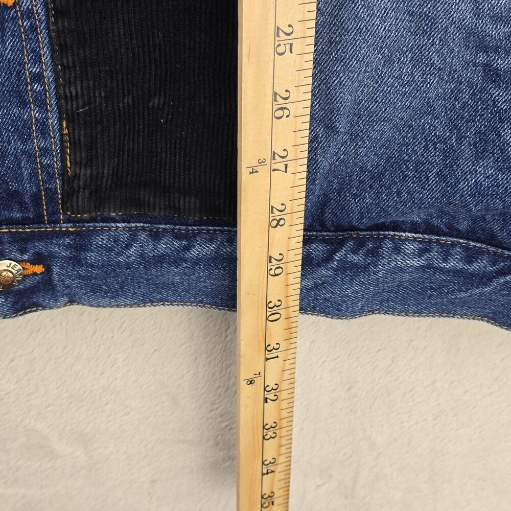 VTG Boom X Jean Jacket Mens XL Blue Denim Corduroy Patchwork Trucker Y2K FLAWS - Picture 15 of 15